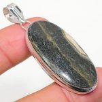 Natural Bumble Bee Jasper Gemstone 925 Sterling Silver Pendant 2.25 j6r78