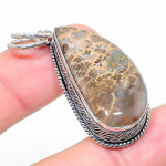 Natural Fossil Coral Gemstone Handmade 925 Sterling Silver Pendant 2.01 n3o90