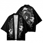 Draakonimustriga lahtine kardigan meestele ja naistele Jaapani t&auml;navamood Harajuku Haori Kimono, Cosplay &uuml;laosad s&auml;rgid XXXXXL must