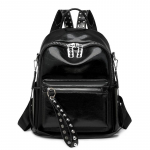 Naiste pehmest nahast seljakott, suure mahutavusega reisiseljakott must