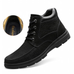 Ehtsast nahast pl&uuml;&uuml;sist soojad saapad meeste s&uuml;gistalvised jalatsid Meeste mugavad veekindlad pahkluu lumesaapad 37 must