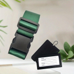 1 komplekt (1 tk pagasirihm + 1 tk pagasilipik) Kulumiskindel nailonist pagasirihm, reguleeritav pagasikaitsek&ouml;is, PU-nahast pagasilipik Button Style