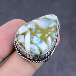 Copper Larimar Gemstone Handmade 925 Sterling Silver Jewelry Ring Size 7.5 y5k95