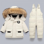 Lasteriiete komplekt Beebi talvesoojad sulejoped Parka poistele Paks kampsun imiku mantel V&auml;ikelapse t&uuml;drukute riided Laste lumekost&uuml;&uuml;m 110cm valge