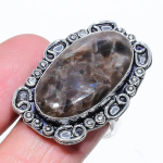 Natural Larvikite Stone Gemstone 925 Sterling Silver Gift Ring Size 9 t6e26
