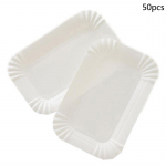 50/100 tk Ristk&uuml;likukujuline koogialus Valge paberist taldrik &Uuml;hekordselt kasutatav &otilde;htus&ouml;&ouml;gi paberist taldrik 50pcs