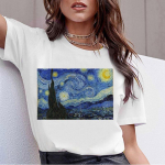Van Gogh Oil Art naiste T-s&auml;rk Harajuku Ullzang Funny T-s&auml;rk Grunge Aesthetic Print L valge