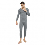 2 tk/komplekt Talvine meeste termopesukomplekt V kaelusega pikkade varrukatega soe paks pliis &otilde;mblusteta puhast v&auml;rvi Slim Fit elastne meeste pidžaamakomplekt XXXXL helehall v&auml;rv