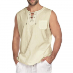 Meeste puuvillased linased mansetttopid vabaaja piraatvest Meeste varrukateta topid T-s&auml;rgid Suvine rand Hawaii T-s&auml;rgid Meeste t&auml;navar&otilde;ivad XXL