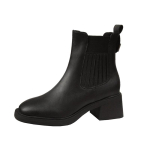 Uued s&uuml;gisesed naiste saapad ruudukujulised l&uuml;hikesed k&otilde;rged kontsad talvesaapad naiste Chelsea saapad naiste kingad Zapatos 39 black