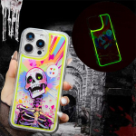 Halloweeni koljupea helendav &otilde;hupadjaga &uuml;mbris iPhone 16 Pro Max 15 14 Plus 13 12 11 Pro jaoks, Samsung S24 S23 S22 Ultra kukkumiskaitsega kate Samsung S24 Ultra sinine