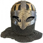 Chainmail Helmet | Vandaal SCA LARP Terasest ja messingist kiiver kettpostiga | K&auml;sitsi sepistatud kauplejakiiver