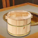 Bambusest riisi aurutamiskomplekt &ndash; autentne Aasia toiduvalmistamist&ouml;&ouml;riist kaanega 20cmx20cmx13cm