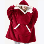 Talvised pusad Naiste Pusa, Meeste Pullover Fliisist hiiglaslik teleritekk pikkade flanellvarrukatega one size punane
