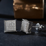 Ruudukujulised 925 Sterling h&otilde;bedased naiste moissanite k&otilde;rvar&otilde;ngad naistele pulmakingitused valge