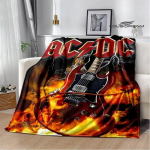 Rockb&auml;nd AC/DC retrotr&uuml;kiga flanellist soe pleed piknikutekk voodikate viskepleed voodipesu S&uuml;nnip&auml;evakink 40x50in