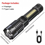 Kaasaskantavad USB LED taskulambid &Uuml;liheledad laternad Telkimisvalgustus Režiim Veekindel Suumitav 18650 Aku V&auml;lit&ouml;&ouml;riistad must