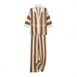 2 tk/komplekt Naiste s&auml;rgip&uuml;kste komplekt kootud &otilde;&otilde;nsa V kaelusega &uuml;herealine kolm neljandikku varrukatega pluus k&otilde;rge v&ouml;&ouml;kohaga laia s&auml;&auml;rega p&uuml;ksid rannariietus S sinine