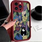 Cat Love Cute Cartoon Prinditud moe&uuml;mbris Paindlik pehmest silikoonist TPU kestaga t&auml;ielik tagakaas iPhone'ile Samsung iPhone 5