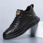 Moodsad Meeste Nahast Tennised moodsad K&otilde;rged Meeste Kingad Vabaaja kevad S&uuml;gis Pahkluud Saapad Zapatos De Hombre Casuales Cuero Hip Hop Kingad 38 must