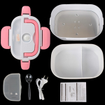 S&ouml;&ouml;gin&otilde;ud Toidusoojendaja Toidukvaliteediga plastikust elektriline soojendusega l&otilde;unakarp Kiirsoojendus Toidukonteiner Reisimine Auto T&ouml;&ouml; soojendus Bento Box 12V 220V EU pistik EU Plug roosa