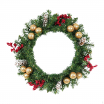 Christmas Wreath 18 inch for Front Door Home Decor with Green Leaves Garland Artificial