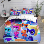 Anime Super Kitties Voodipesukomplektid Tekk Voodikate Voodikate Tekikott Padjap&uuml;&uuml;ride Komplektid Lastele T&auml;iskasvanute Suurus Kodutekstiilid US Full 200x230cm