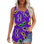 Naiste maika Suvised riided Varrukateta tr&uuml;kiga pluusid Vabaaja lahtised s&auml;rgid Scoop-kaelus Plisseeritud esiosa L tumeroheline v&auml;rv