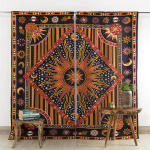 3D India kardinad P&auml;ikesep&otilde;letuse varjus Mandala Hipsteri stiilis Boheemlaslik Elutuba Magamistuba Kodusisustus P&auml;ikesekaitsekardin 2 paneeli 100W130H(CM)40x51in&Hook orange