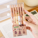 1 komplekt/6 t&uuml;kki Armsad Kabipbala Loomad T&uuml;drukud Poisid Geelpliiats Vajutatav Kontorikingitus Koolitarbed Kirjatarbed Kawaii Naljakad Pliiatsid Ink Color:Black