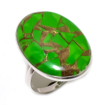 Natural Copper Green Turquoise 925 Sterling Silver Jewelry Ring Size 8.5 r8b73