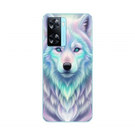 Coque - Maniacase - A57s 4G - Loup blanc - Souple - Noir/Violet