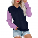 Naiste vabaajamoe &otilde;mblusega v&auml;rviline V-kaelusega pikkade varrukatega dressipluus taskutega kerge pullover XXL