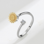 Tsirkooniumoksiidi lilledega avatud s&otilde;rmus Naiste disainiga ni&scaron;is&otilde;rmus kahev&auml;rviline p&auml;evalille topeltkameelia isikup&auml;rastatud mitmek&uuml;lgne reguleeritav tuuleveski r&otilde;ngas ehted