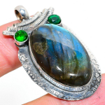Labradorite, Diopside 925 Sterling Silver Jewelry Pendant 1.93 c6c11