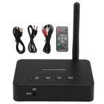Bluetooth 5.1 Heli vastuv&otilde;tja saatja 2 &uuml;hes puldiga HiFi heliadapter AUX RCA NFC jaoks black