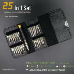 25-&uuml;hes multifunktsionaalne nahkkoti kruvikeeraja bittide komplekt mobiiltelefonide ja s&uuml;learvutite remondiks