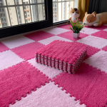 Elegantne 2022. aasta mustusekindel magamistoa vaip ja elutoa p&otilde;randamatt suure magamistoa ja laheakna jaoks. 30x30CM Thick 18pcs + Edging roosa/roosa punane v&auml;rv