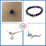Pierres et Min&eacute;raux. Parure bijoux Bracelet Collier 1 Perle Sodalite 8 mm. Chaine en acier Taille personnalisable.