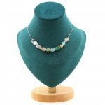 Pierres et Min&eacute;raux. Collier 10 perles Opale multicolore d'Australie. Chaine en acier Collier femmes, hommes. Taille personnalisabl