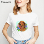 Harajuku kawaii prantsuse buldog / bostoni terjer / yorkie fu / saksa lambakoer / chihuahua / mopsikoera lilled prindiga T-s&auml;rk Naiste topid XXXL