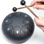 Teraskeeltrumm 8 nooti 6 tolli T&scaron;akra Tanktrumm Terasest l&ouml;&ouml;kpillid Polsterdatud reisikott ja pulgad must