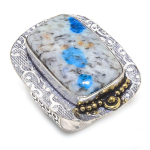 K2 Blue Azurite 925 Sterling Silver Jewelry Two Tone Ring Size 9 o5r15