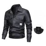 Nahkjakk Meeste Slim Fit Korea Versioon Vabaaja Jakk Rev&auml;&auml;riga Jakk Meeste &Uuml;laosa Tuulekindel Vabaaja Jakk Meeste XXXL must