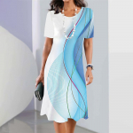 2025. aasta uued naiste kleidid triibulise tr&uuml;kiga suvine elegantne kleit Naiste l&uuml;hikeste varrukatega kleidid Moodsad &uuml;lisuured riided 5XL