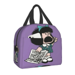 Mafalda Kaasaskantav L&otilde;unakarp Quino Koomiks Jahuti Termiline Toidu Soojustatud L&otilde;unakott Naistele Lastele Kooli Lastele Multifunktsionaalsed Kotid 22x20x13CM beež