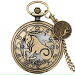 Vintage Retro Antiikne Reproduktsioon Kaksteist Zodiaki Disain Loom Kvartskell Taskukell Amulett Unisex Mehed Naised Kaelakee Ripats Kell Kett Klassikaline Ketas Kingitus x1