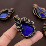 Lapis Lazuli Handmade Copper Wire Wrap Pendant Jewelry 2.36 d1t83