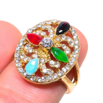 Red Ruby(Simulated) Cubic Zirconia Gemstone Handmade Ring Size 6.5 p6u06
