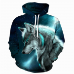 Suurem&otilde;&otilde;tmelised metsik loomahunt kapuutsiga meeste kampsunid 3D-printimisega j&auml;&auml;seeria pullover, pikkade varrukatega pusad T&auml;navar&otilde;ivaste topid 4XL